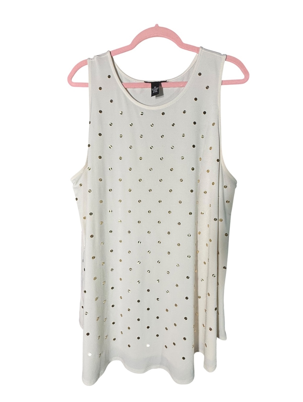 Alfani Woman Ivory & Gold Beaded Tank 3X